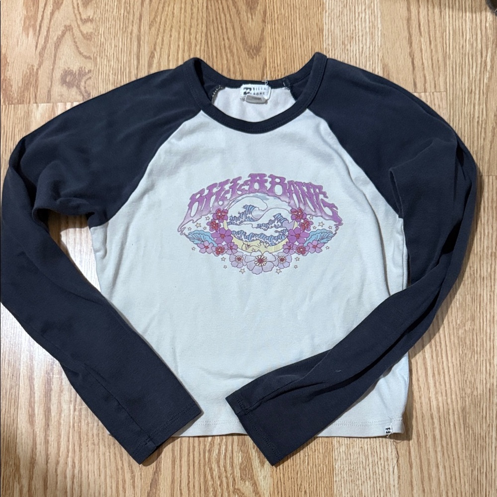 Billabong dark blue & Cream Raglan Graphic Long Sleeve